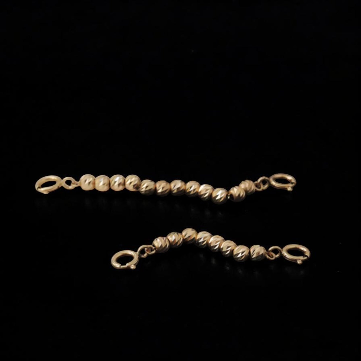 14K Gold Minimal Sparkling Laser-Cut Round Extension Chain Buckle