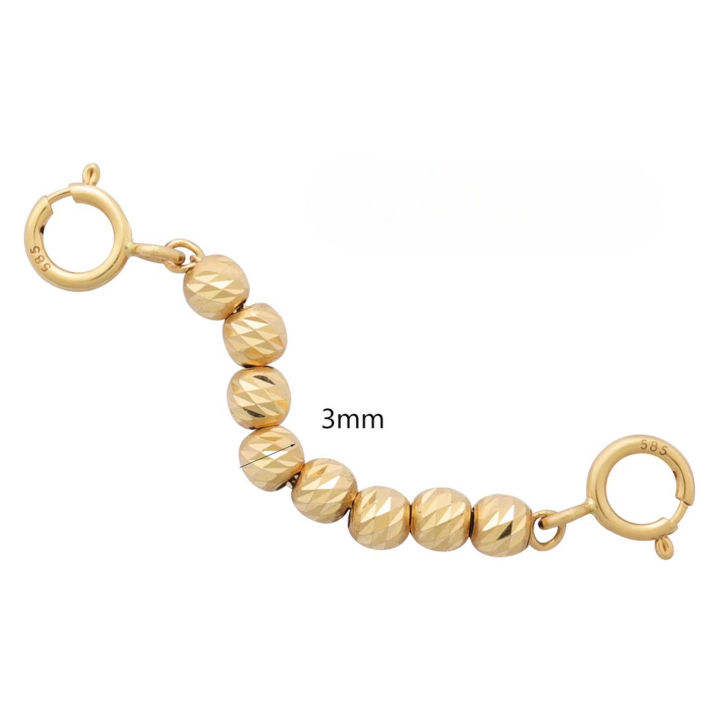 14K Gold Minimal Sparkling Laser-Cut Round Extension Chain Buckle