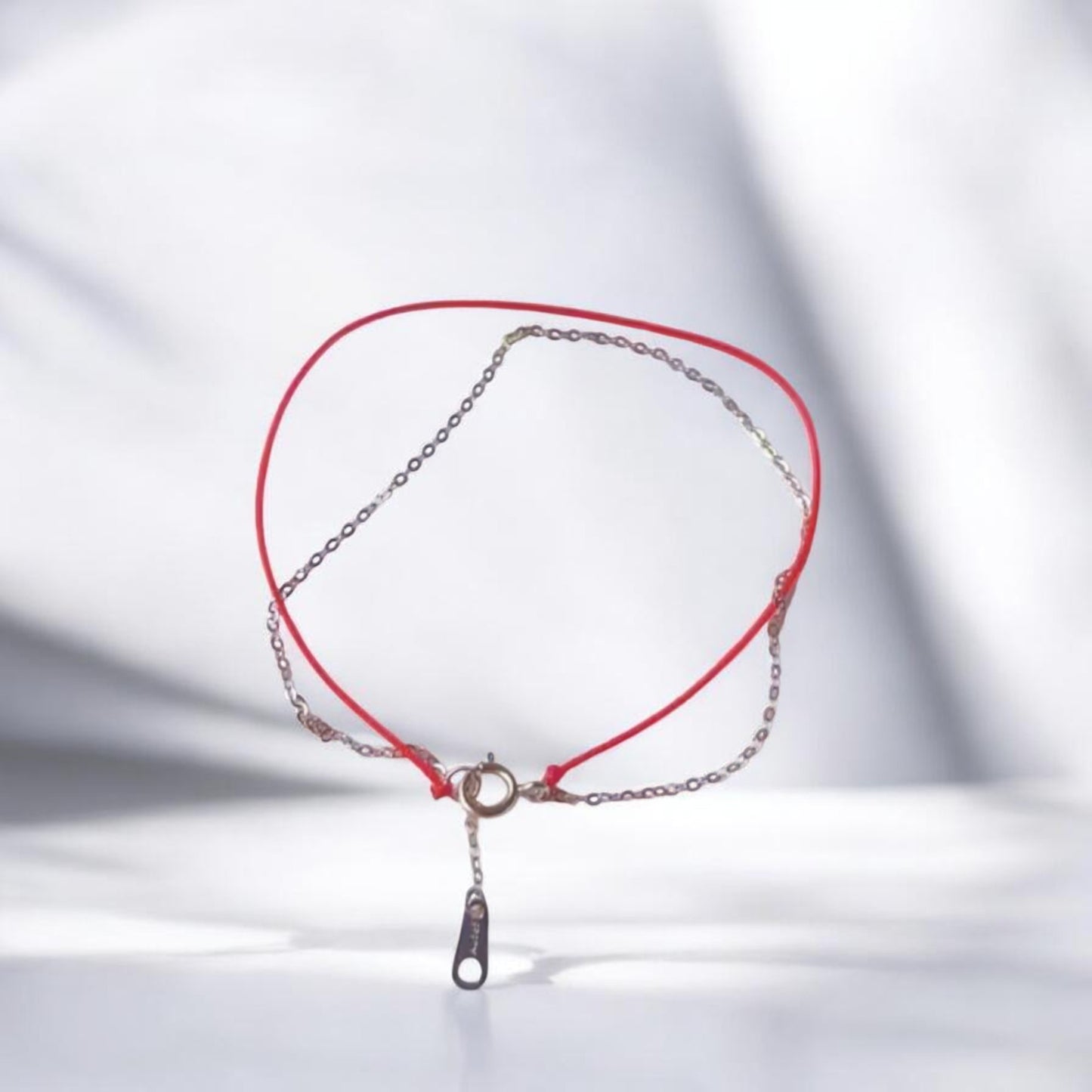 14K Gold Minimal Style Double Layer Lucky Red Braided Rope Bracelet