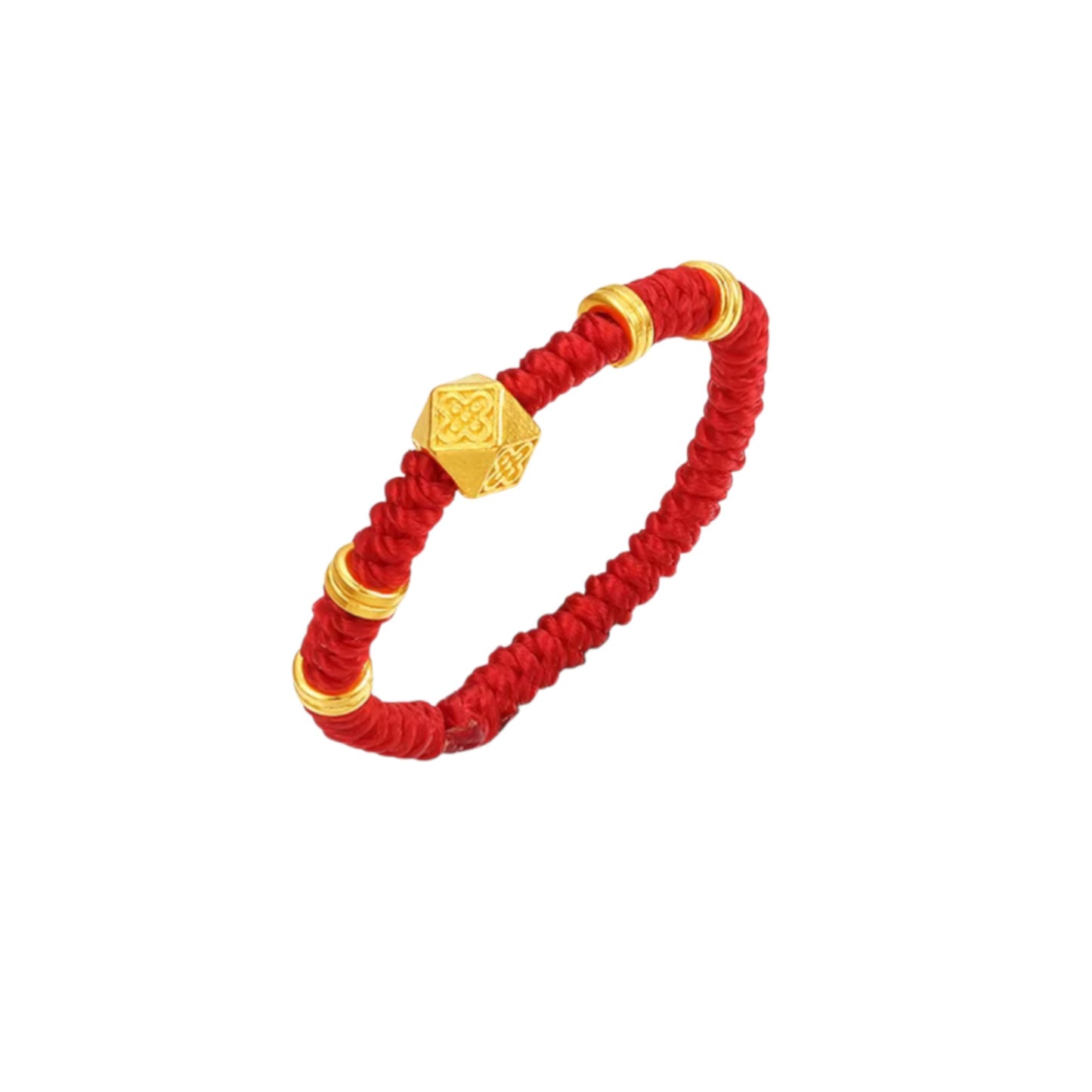 24K 999 Gold Lucky Charm Red Braided Rope Ring