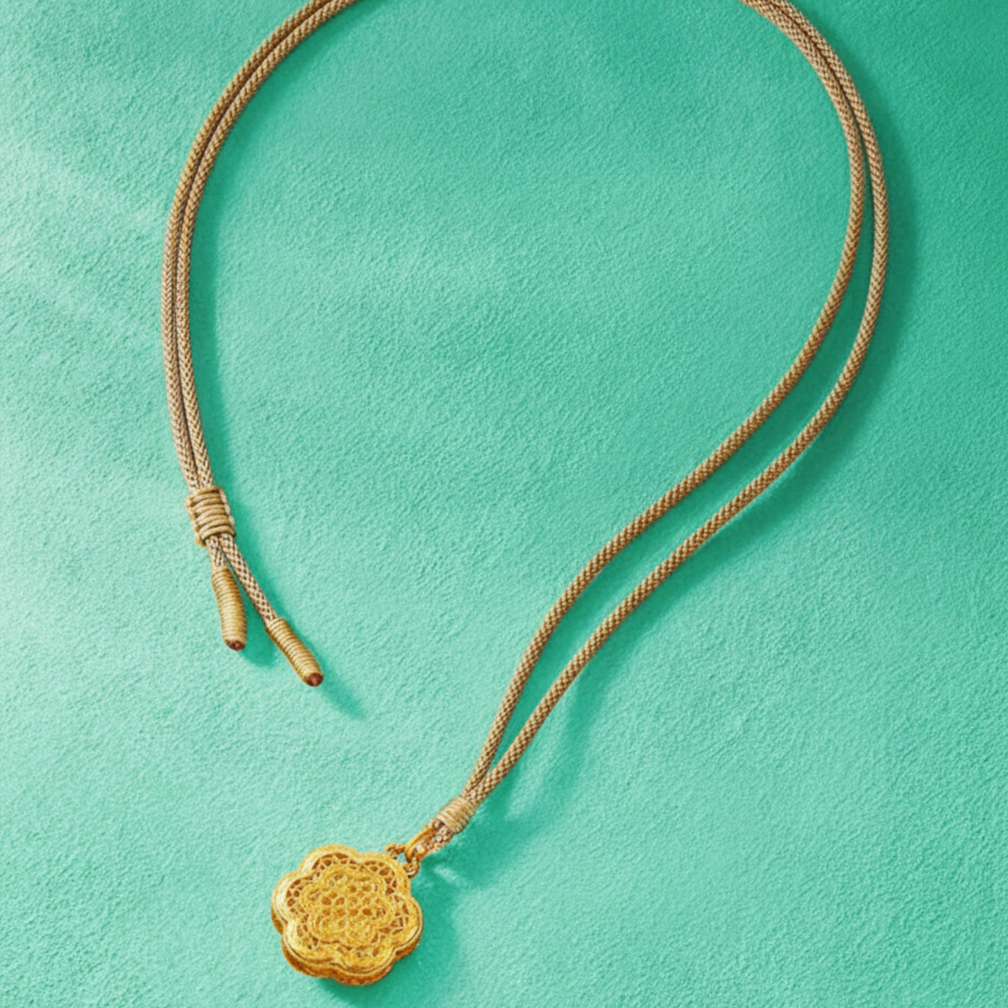 24K 999 Gold Celadon Orchid Window Pendant