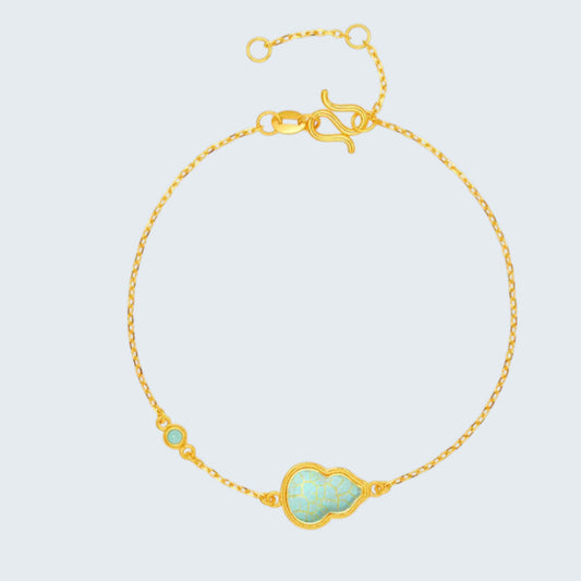 24K 999 Gold Enamel Gourd Bracelet