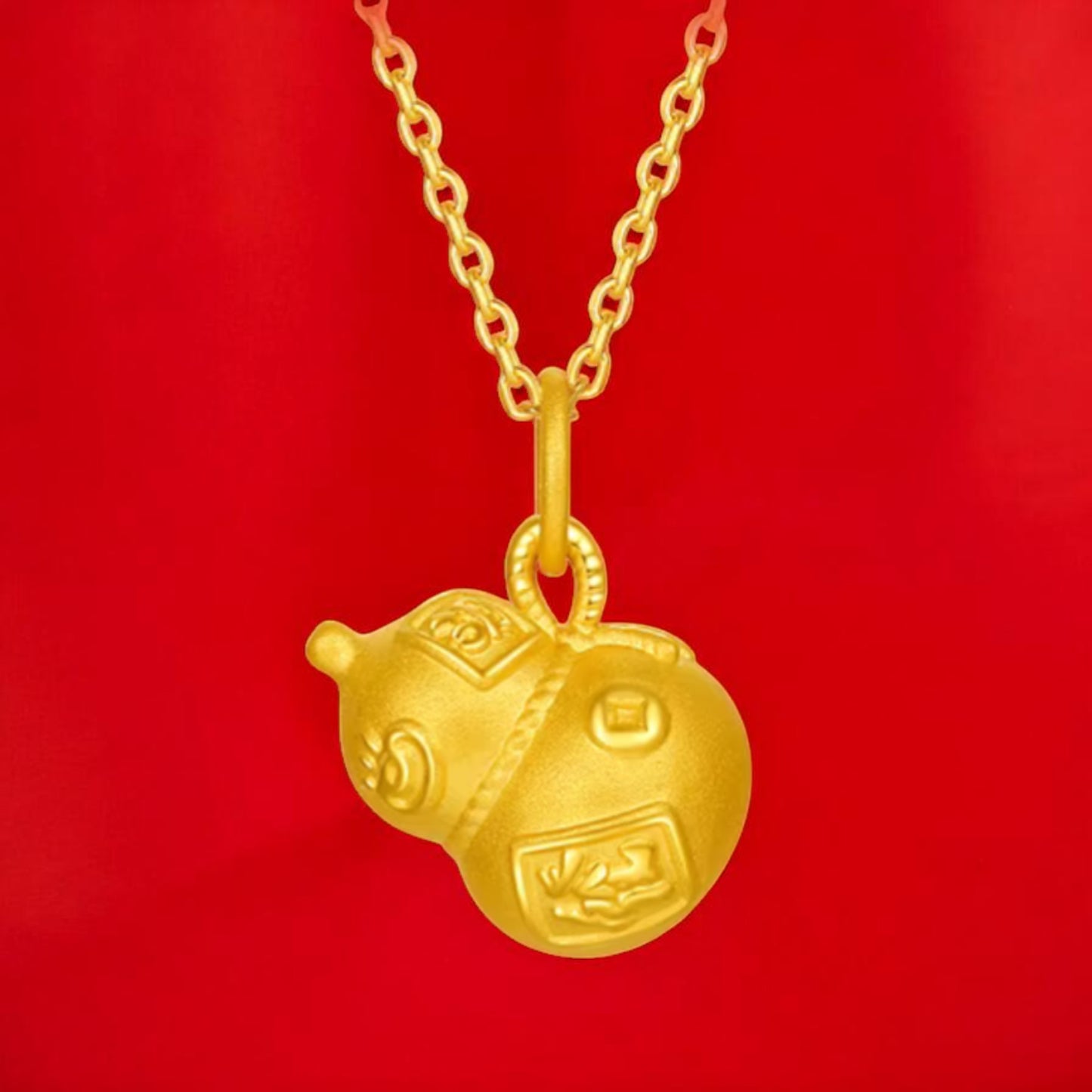 24K 999 5D Gold Lucky Gourd Pendant
