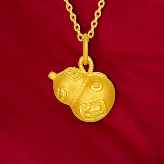 24K 999 5D Gold Lucky Gourd Pendant