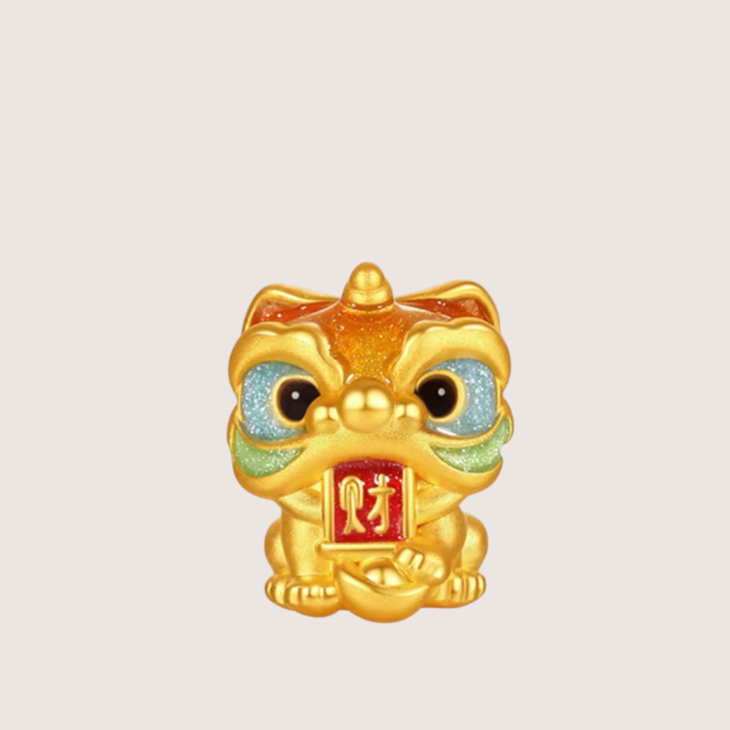 24K 5D 999 Gold Enamel Lion Dance Charm Rope Adjustable Bracelet Bring Wealth
