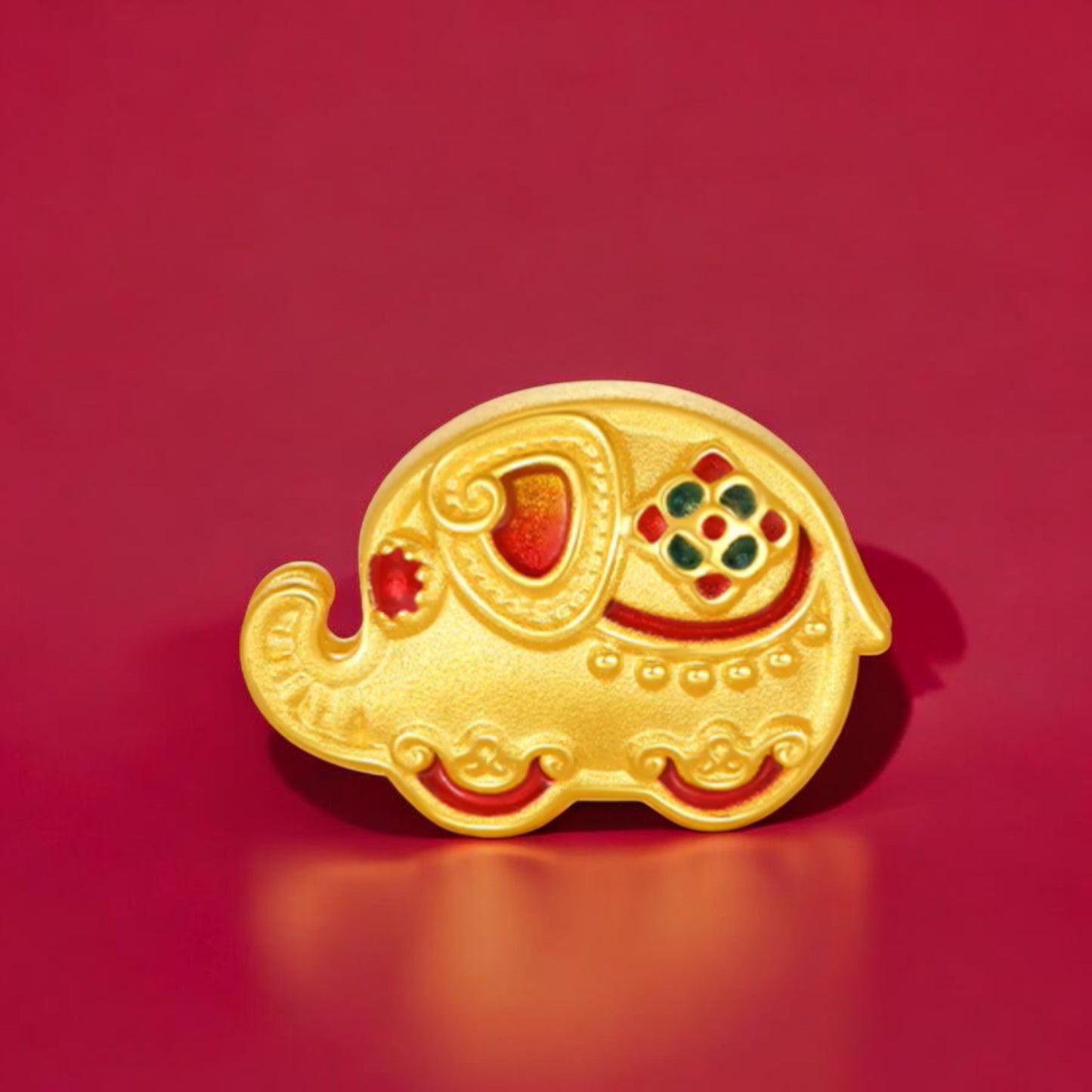 24K 5D 999 Gold Enamel Elephant Charm Rope Adjustable Bracelet