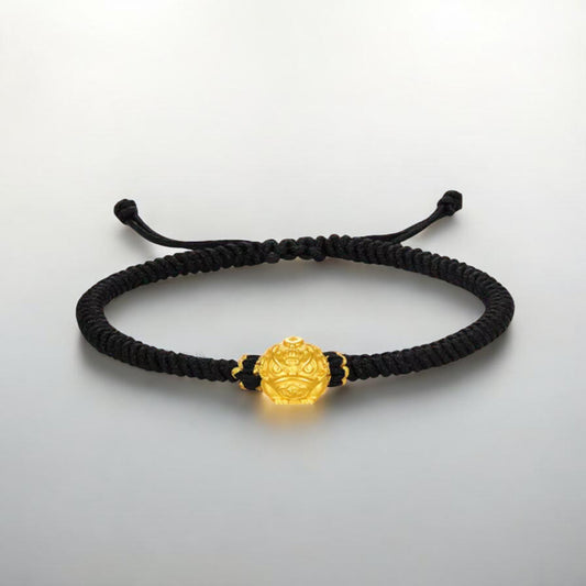24K 999 Gold Toad Holds Wealth Unisex Rope Adjustable Bracelet