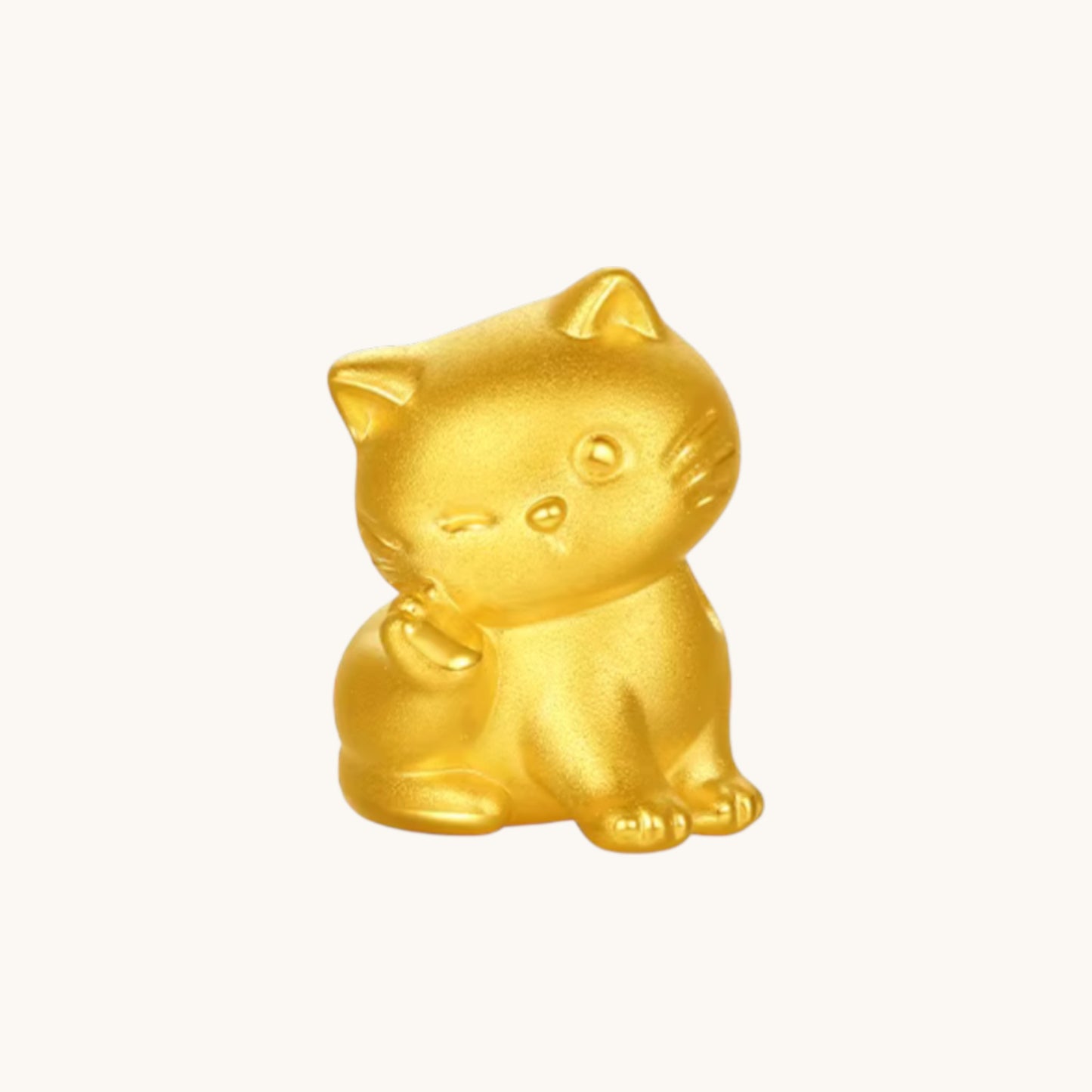 24K 999 Gold Cute Kitty Cat Charm Rope Adjustable Bracelet