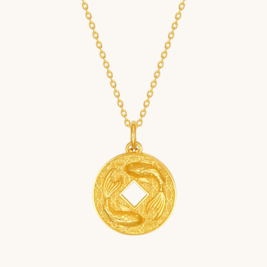 24K 999 5G Gold Lucky Double Koi Fish Pendant