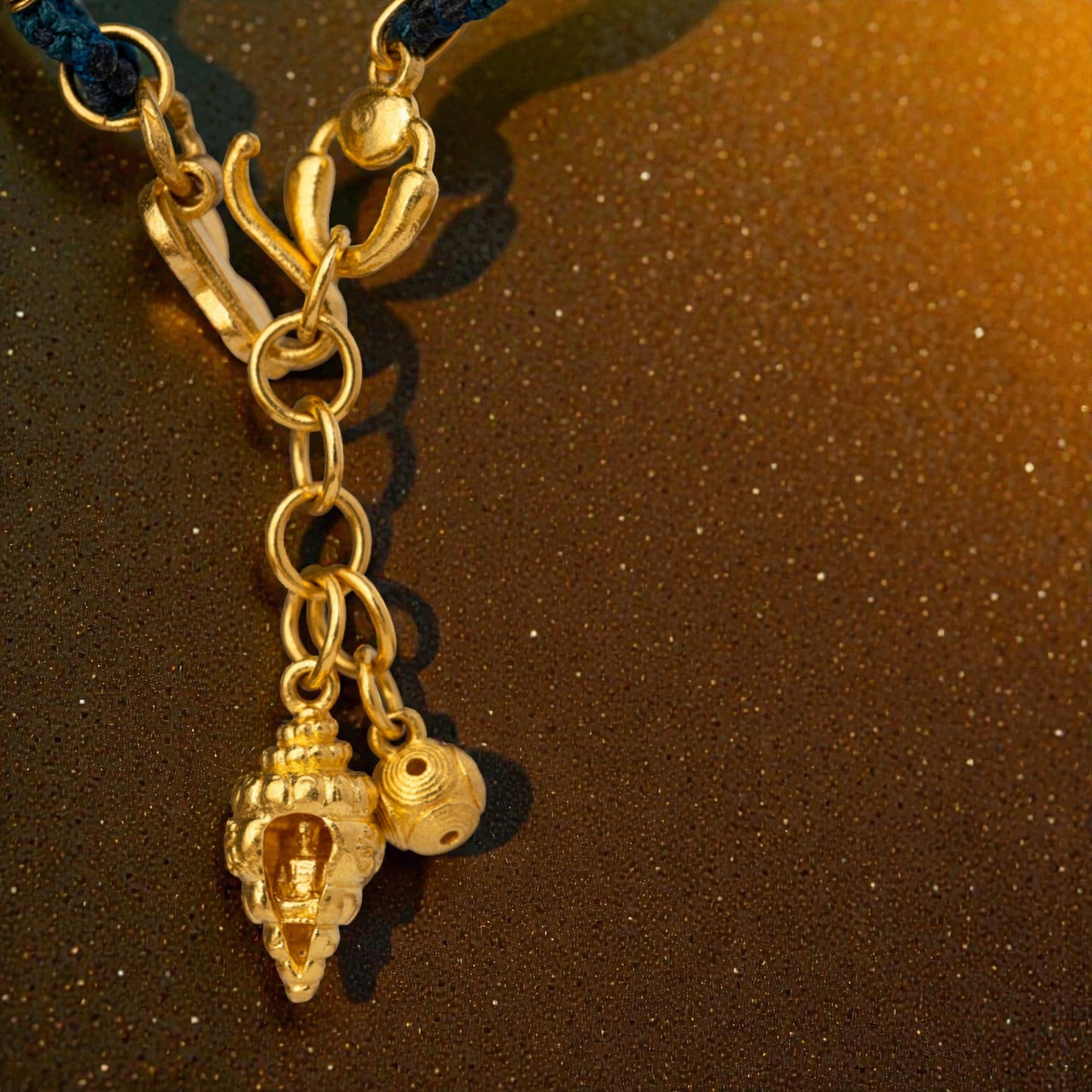 24k 999 Gold Beads Animal-mask Pattern Knot Hand-Woven Rope Bracelet