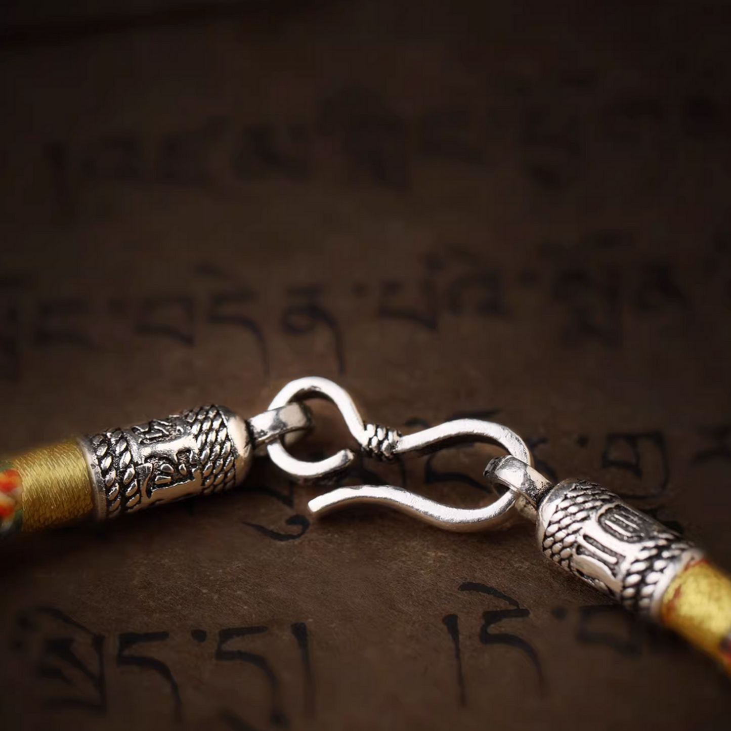 24k 999 Gold The Heart Sutra Charm Unisex Colorful Rope Bracelet