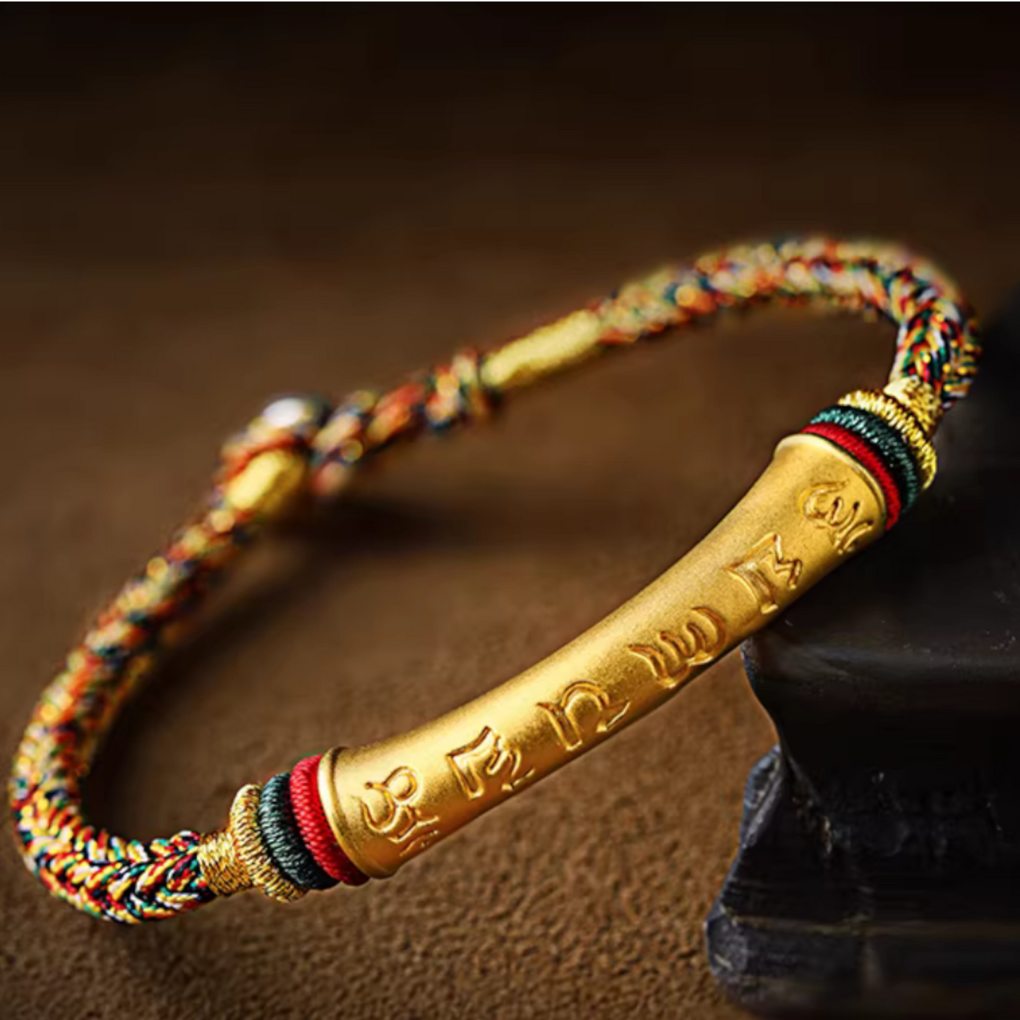 24k 999 Gold Om Mani Padme Hum The Six-Word Mantra Charm Bracelet