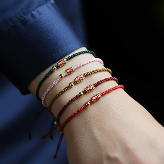 24k 999 Gold Lucky Koi Fish Charm with Braided Rope Bracelet