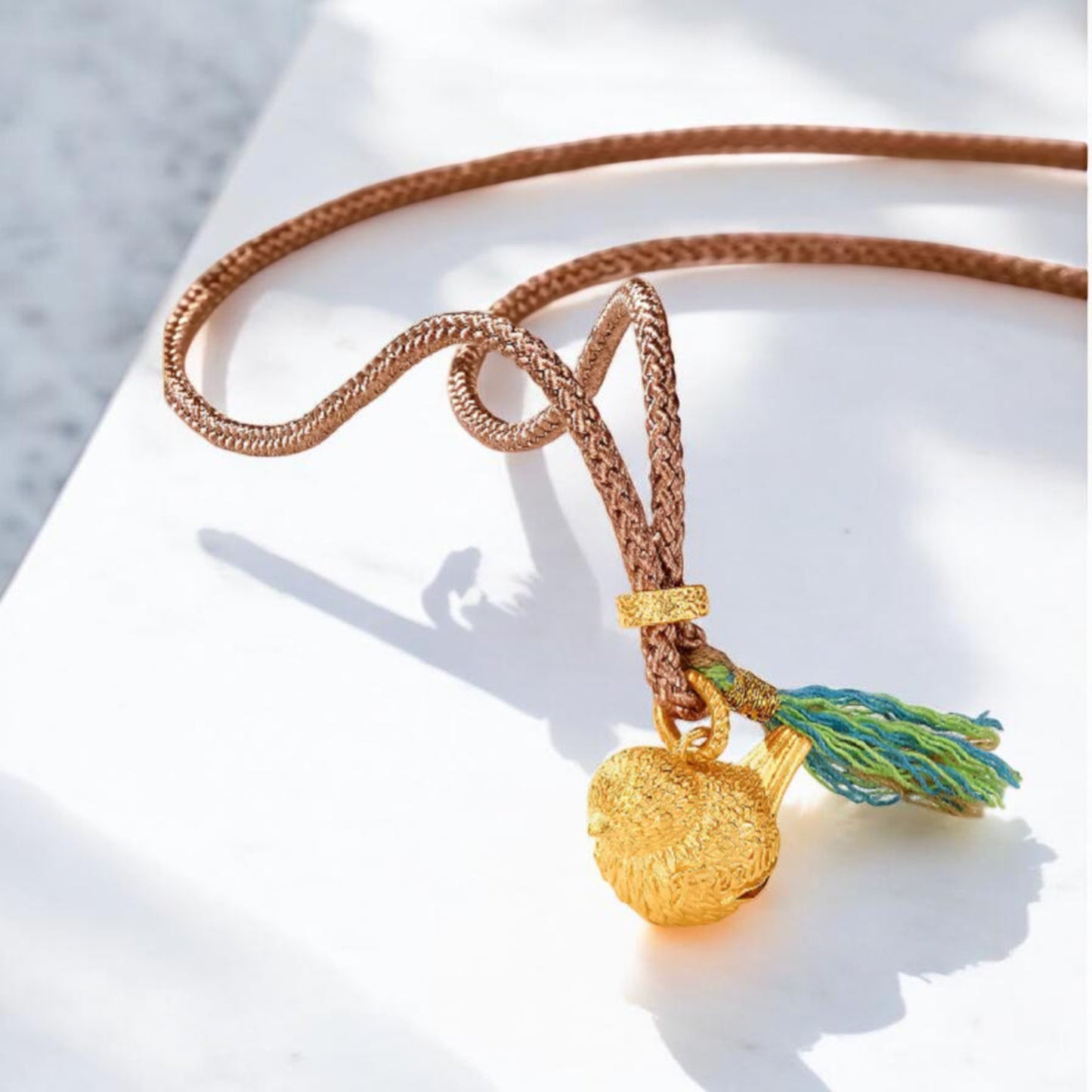 24k Gold Peach Blossom Enamel Bird Freedom Pendant