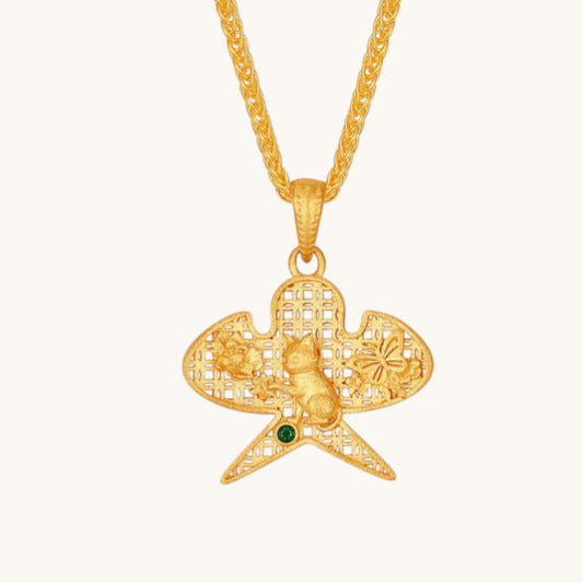 24k Gold Kite Kitty Cat Pendant