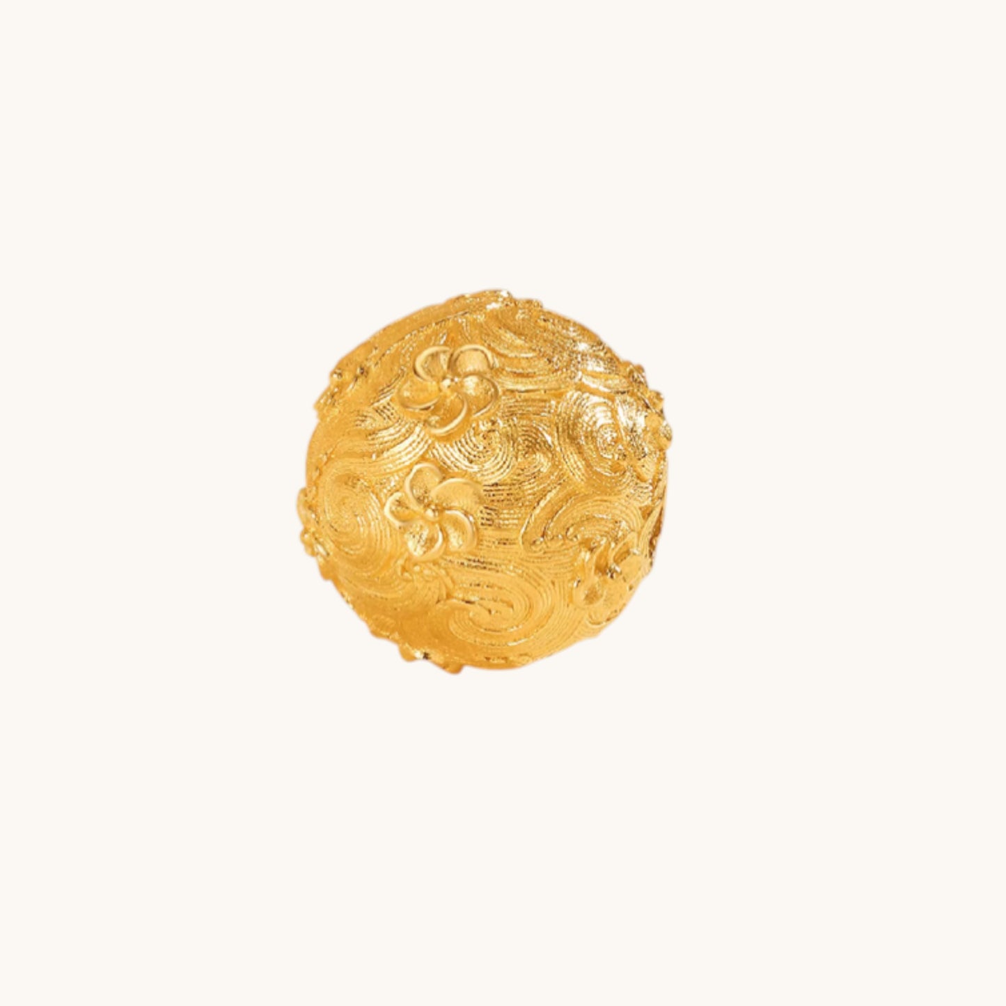 24k Gold D.I.Y Peach Blossom Flower Engraved Bead Pendant Spacer