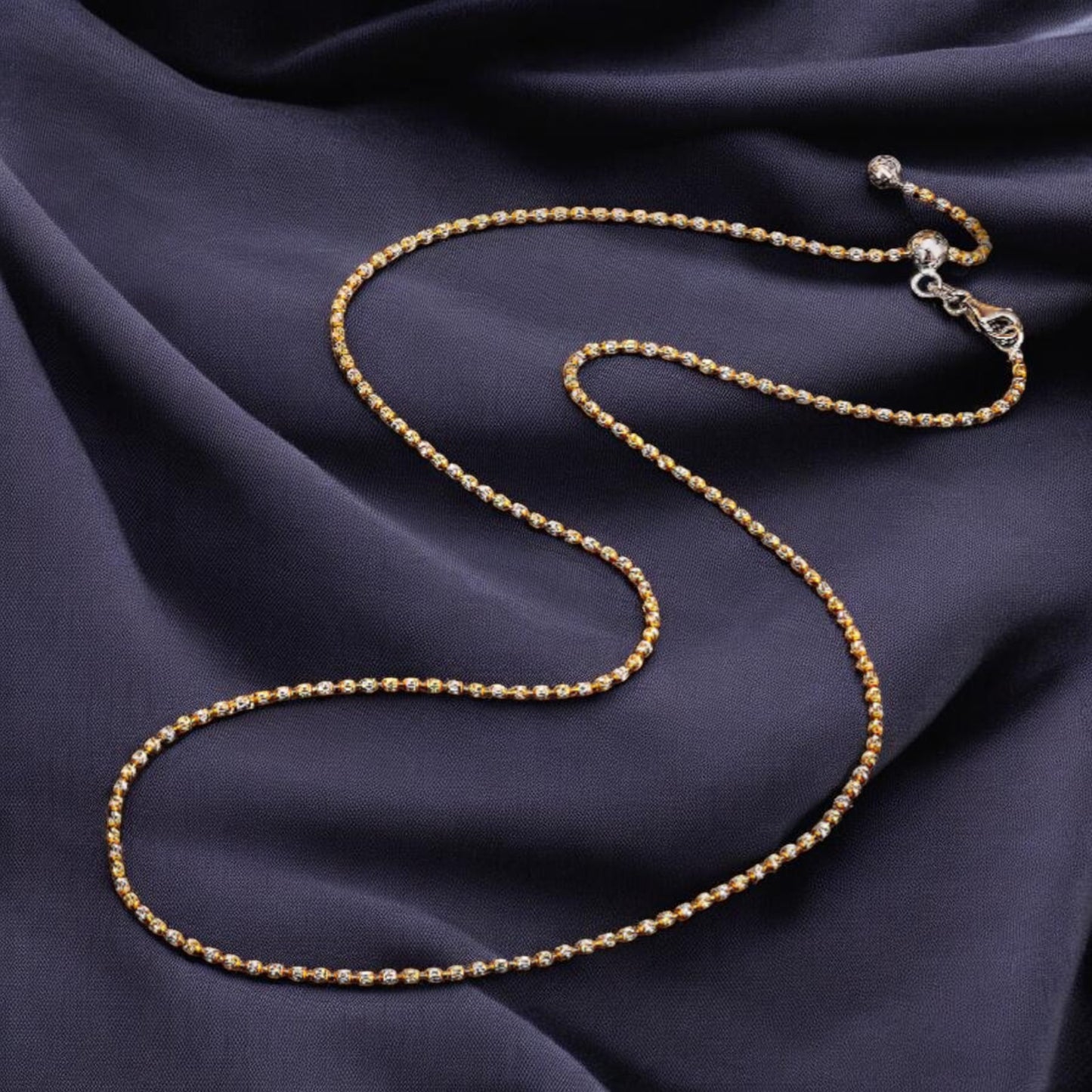 18k Gold Beads Minimal Adjustable Chain Necklace