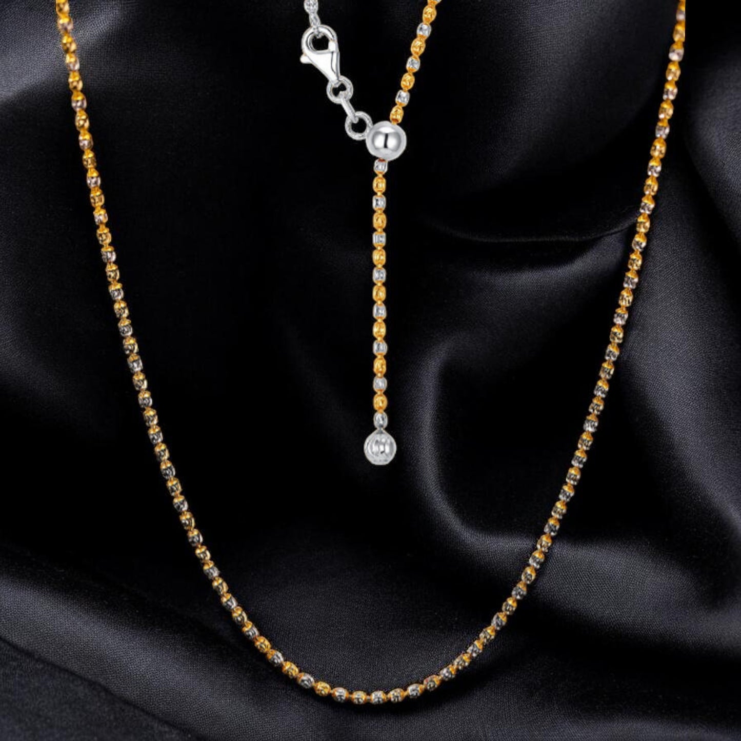 18k Gold Beads Minimal Adjustable Chain Necklace