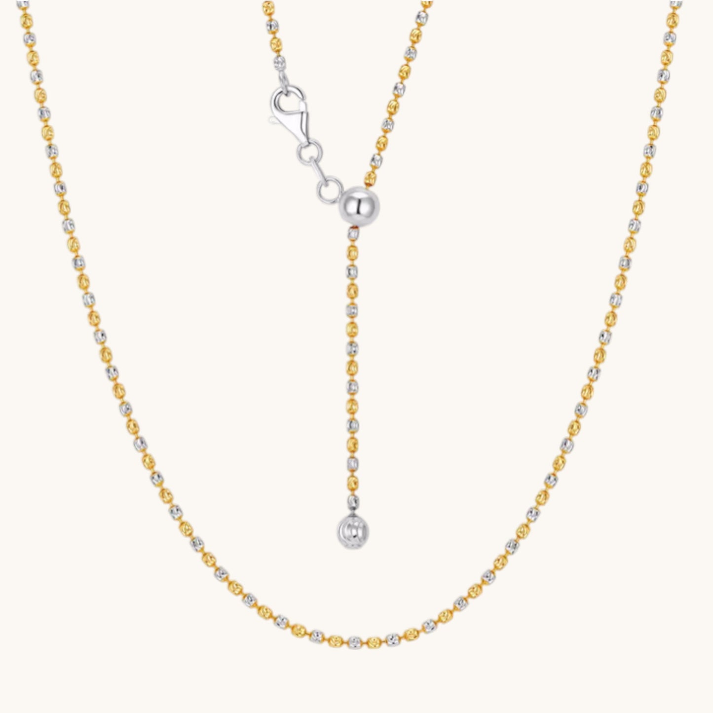 18k Gold Beads Minimal Adjustable Chain Necklace