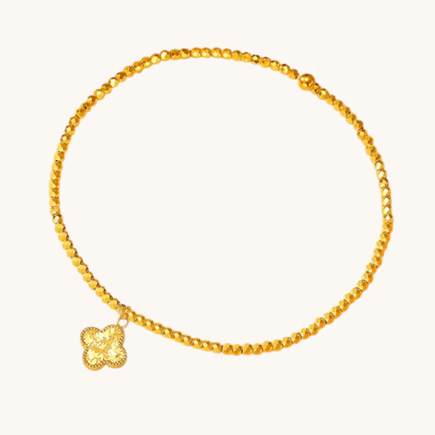 24k Real Gold Disco Beads Gourd Clover Coin Charm Bracelet