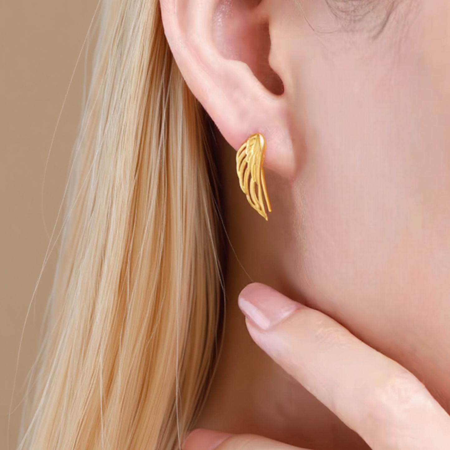24K 999 Gold Feather Hoop Earrings