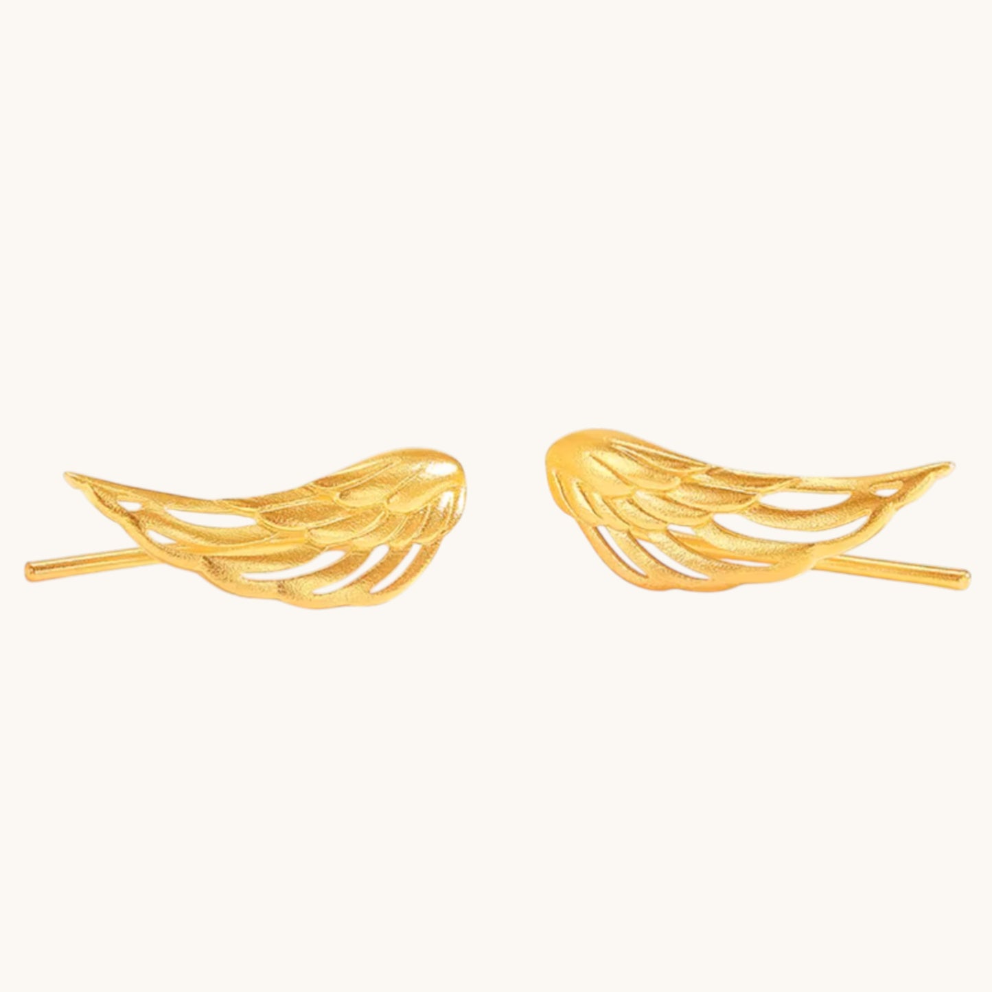 24K 999 Gold Feather Hoop Earrings