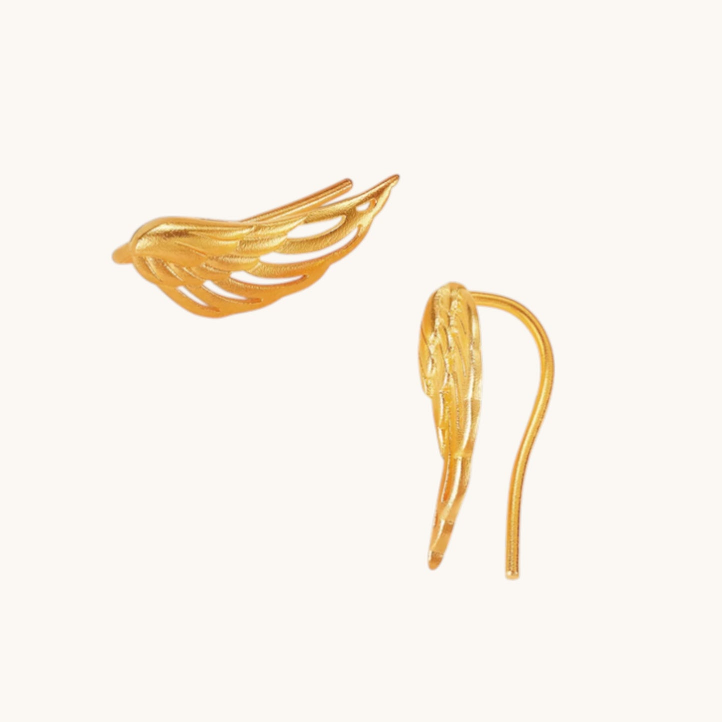 24K 999 Gold Feather Hoop Earrings