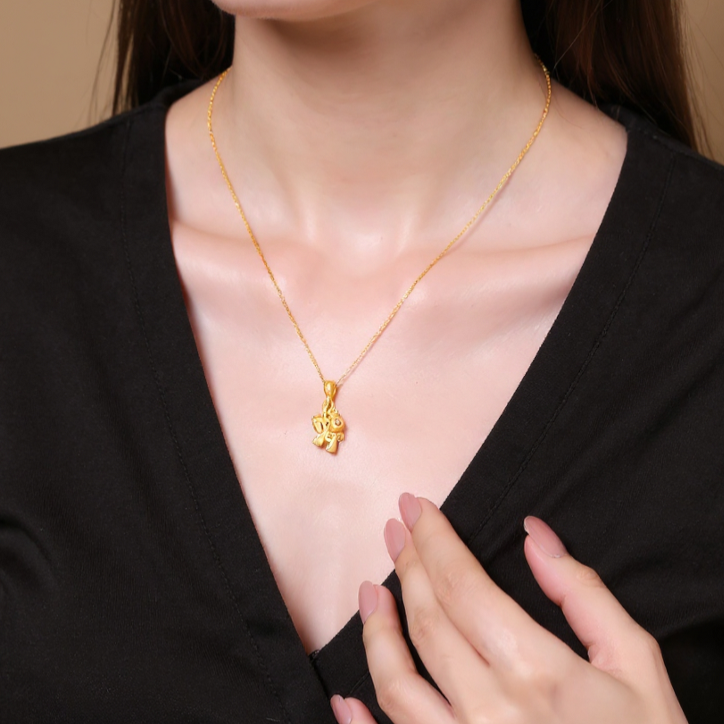 24k Gold Year of the Horse Enamel Zodiac Pendant