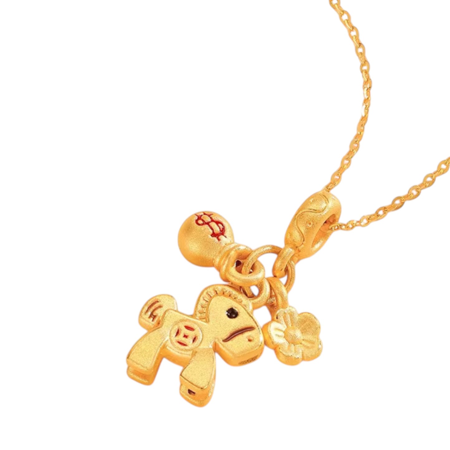 24k Gold Year of the Horse Enamel Zodiac Pendant