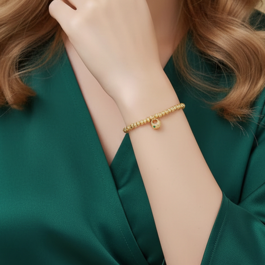 24k Real Gold Cat's Eye Beads Bracelet