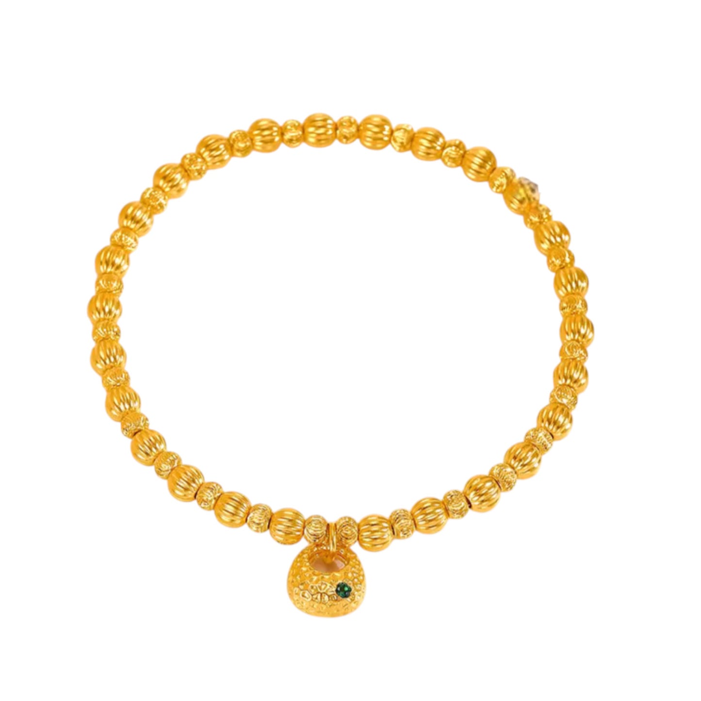 24k Real Gold Cat's Eye Beads Bracelet