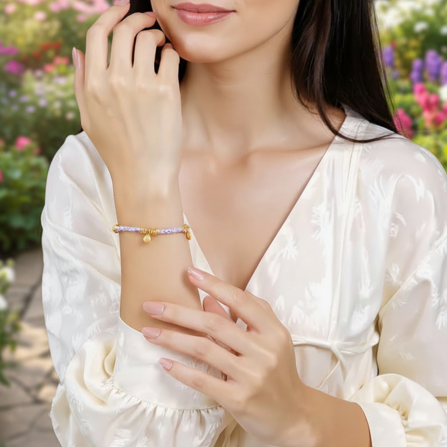 24k Real Gold Good Luck Charm Braided Bracelet