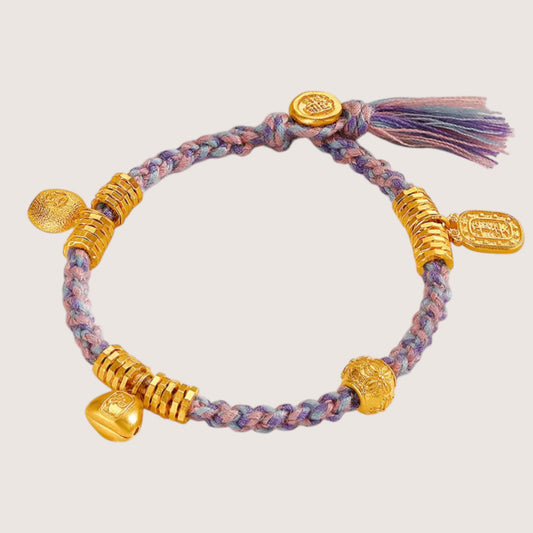 24k Real Gold Good Luck Charm Braided Bracelet