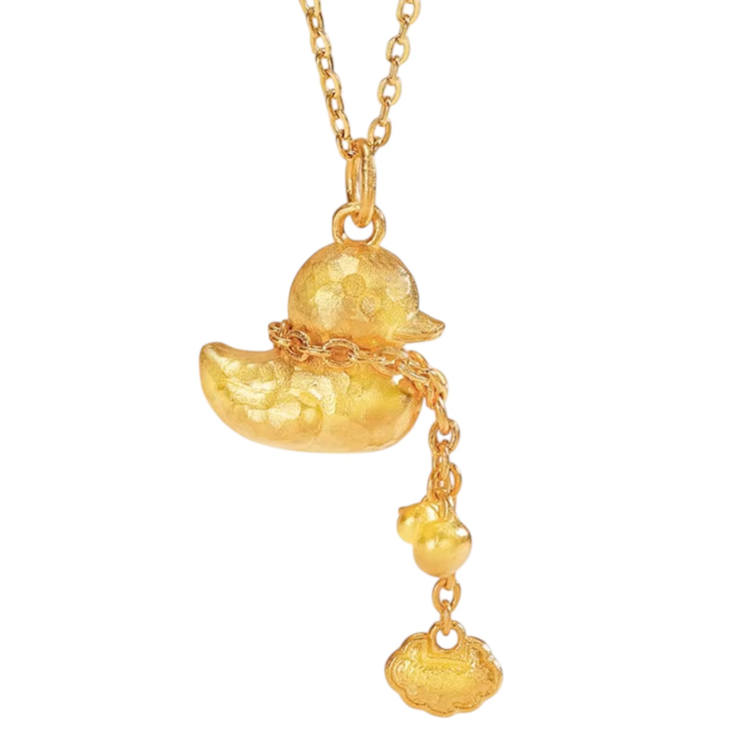 24k Gold Cute Duck Lucky Gourd Ruyi Pendant