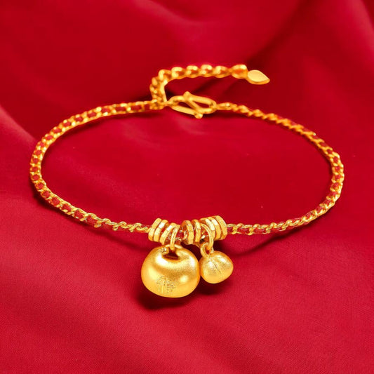 24k Real Gold Lucky Blessing Charm Red Rope Bracelet