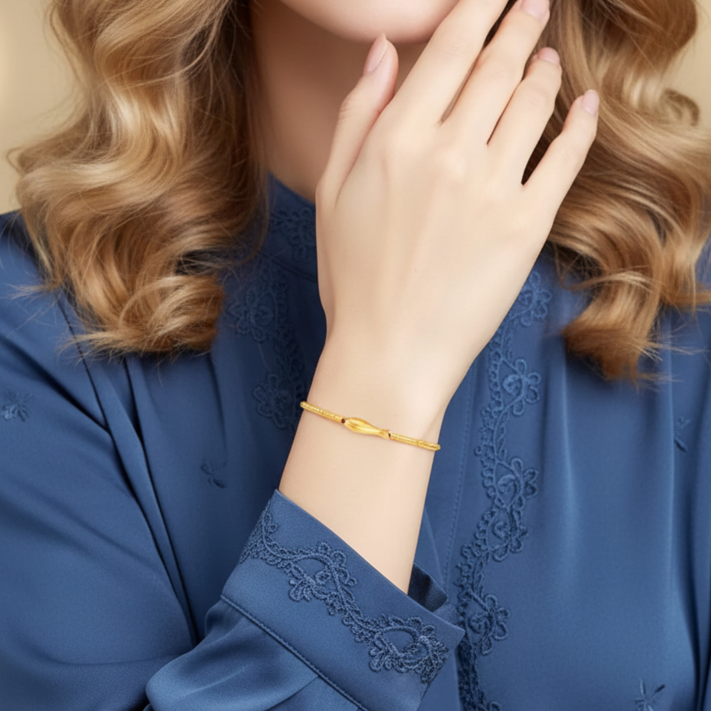 24k Real Gold Lucky Beads Red Rope Adjustable Bracelet