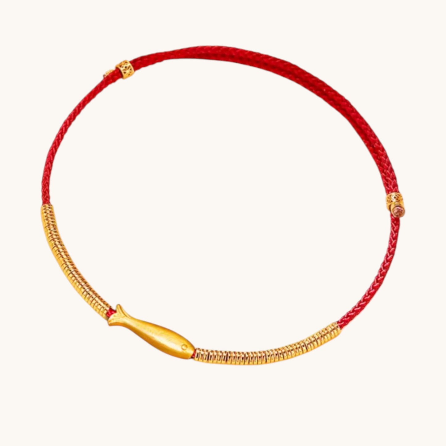 24k Real Gold Lucky Beads Red Rope Adjustable Bracelet