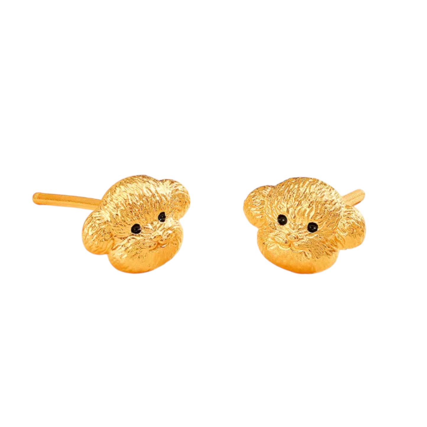 24K 999 Gold Cute Dog Pupply Stud Earrings