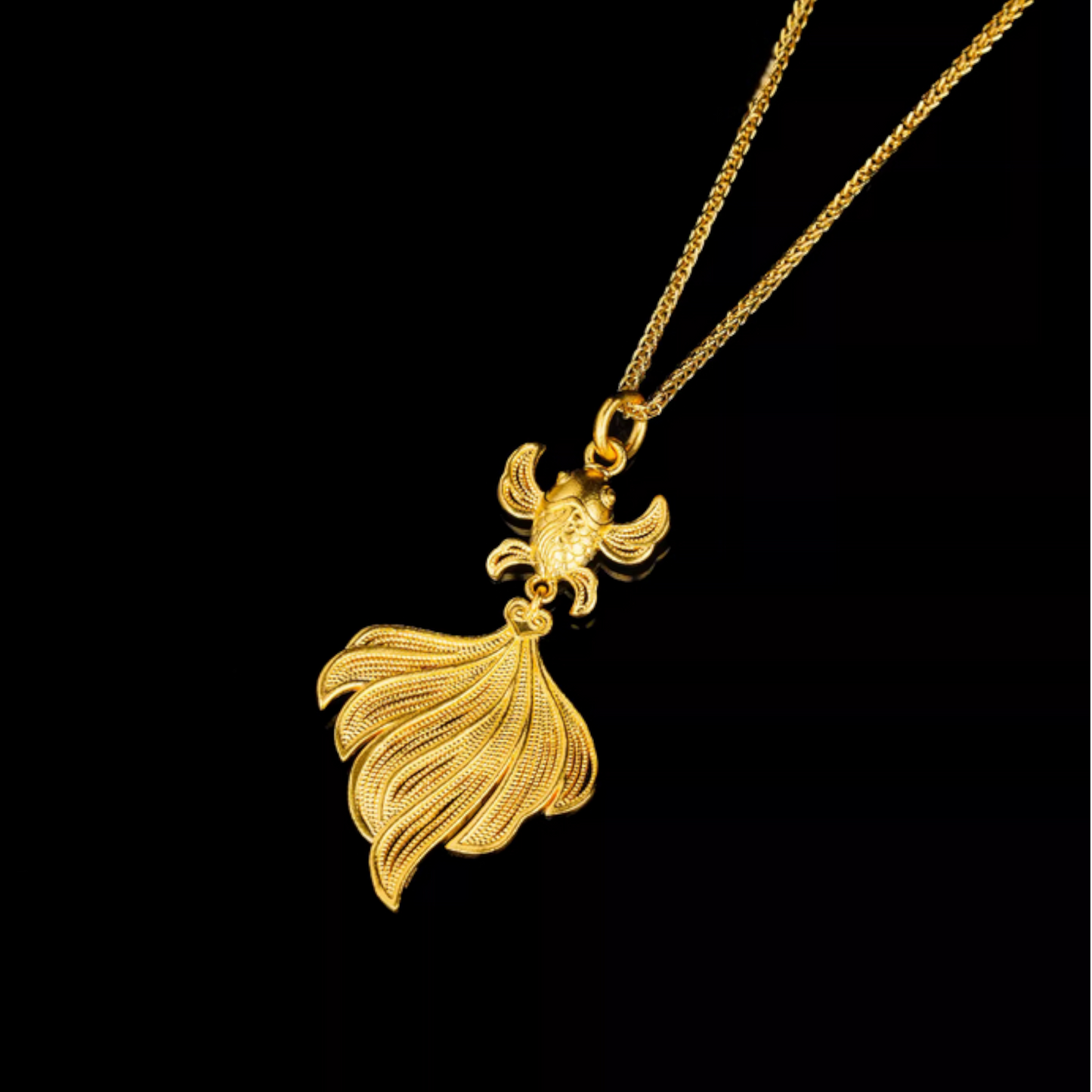 24k Gold Goldfish Fish Pendant and Earrings