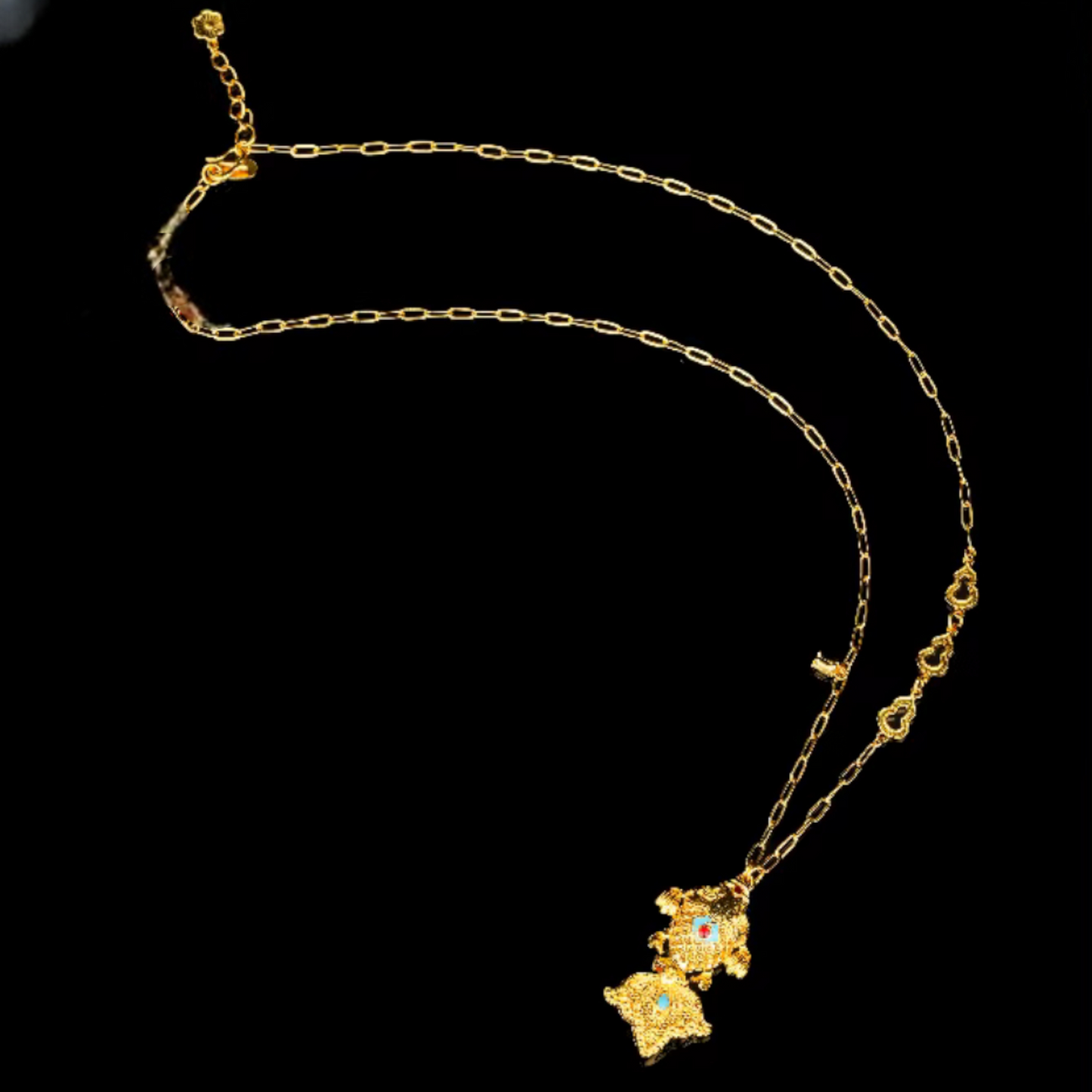 24k Gold Goldfish Enamel Koi Necklace