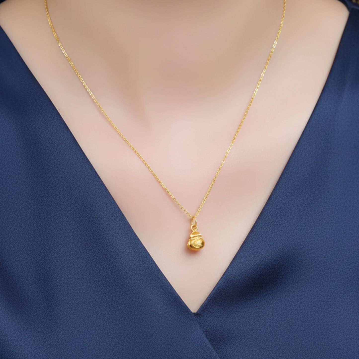 24k Gold Small Gourd Blessing Pendant Charm