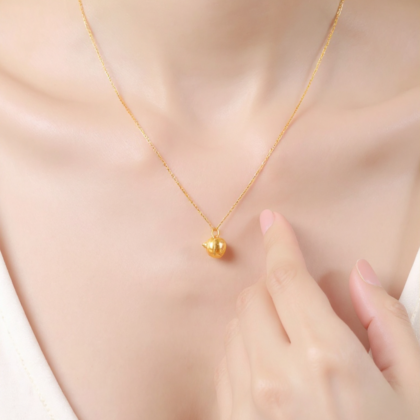 24k Gold Small Gourd Blessing Pendant Charm