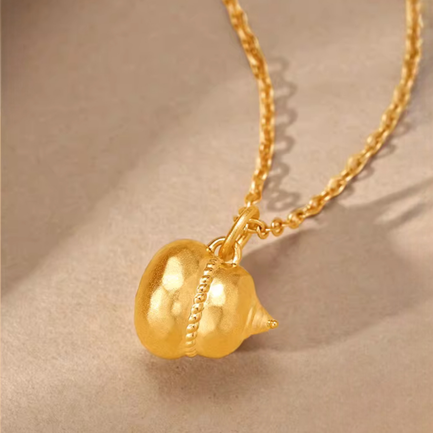 24k Gold Small Gourd Blessing Pendant Charm