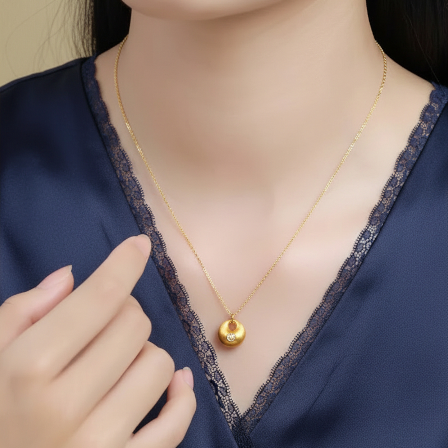 24k Gold Small Blessing Lock Pendant Charm