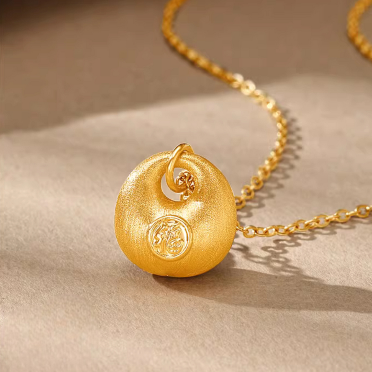 24k Gold Small Blessing Lock Pendant Charm