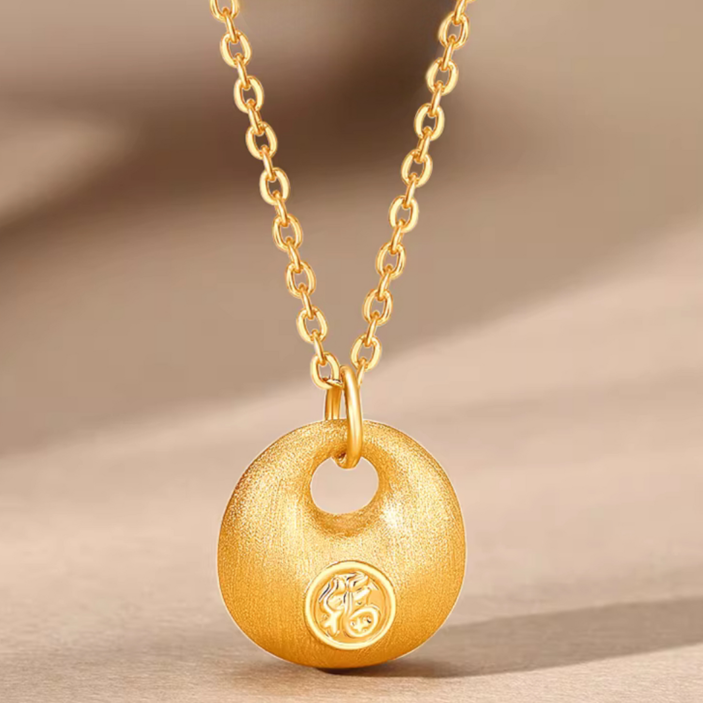 24k Gold Small Blessing Lock Pendant Charm