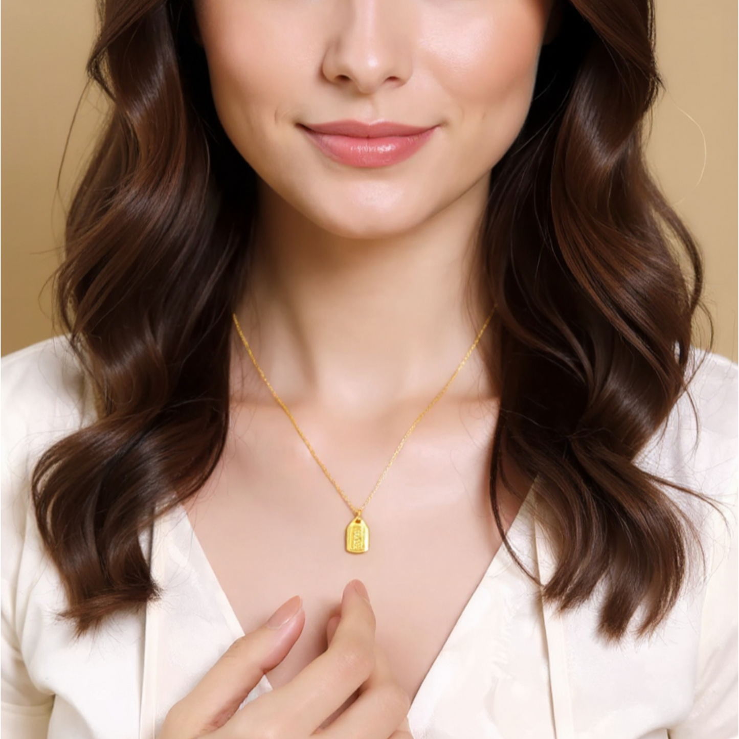 24k Gold Chinese "Always Happy" Pendant