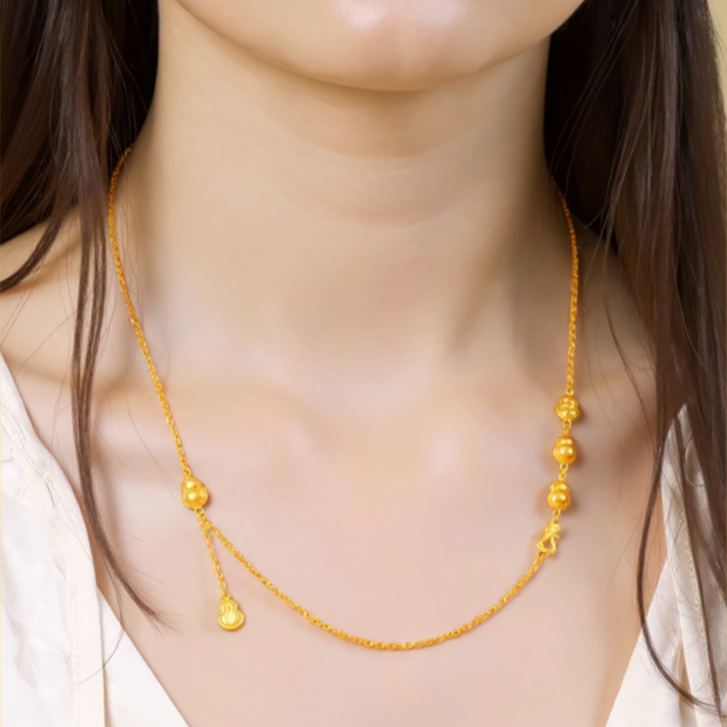 24k Gold Gourd Charm Necklace