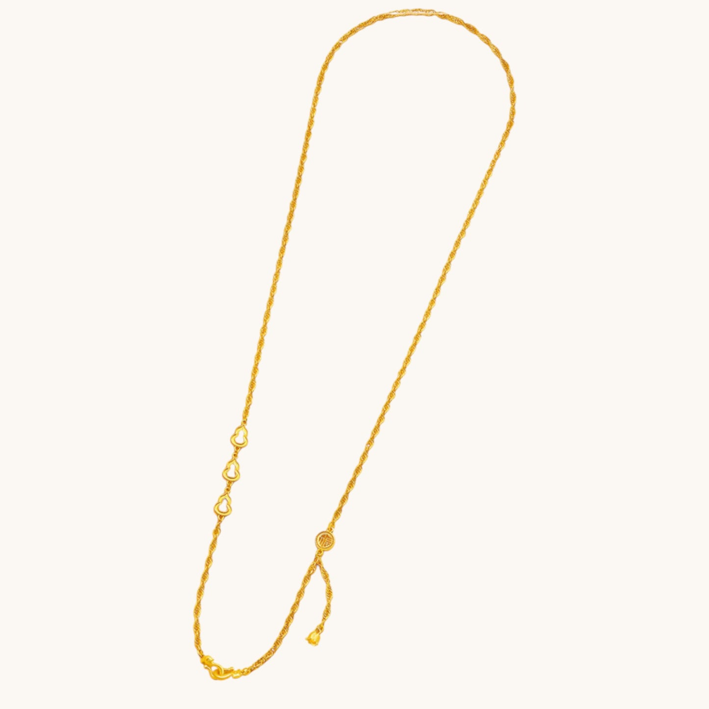 24k Gold Gourd Charm Blessing Fu Charm Necklace