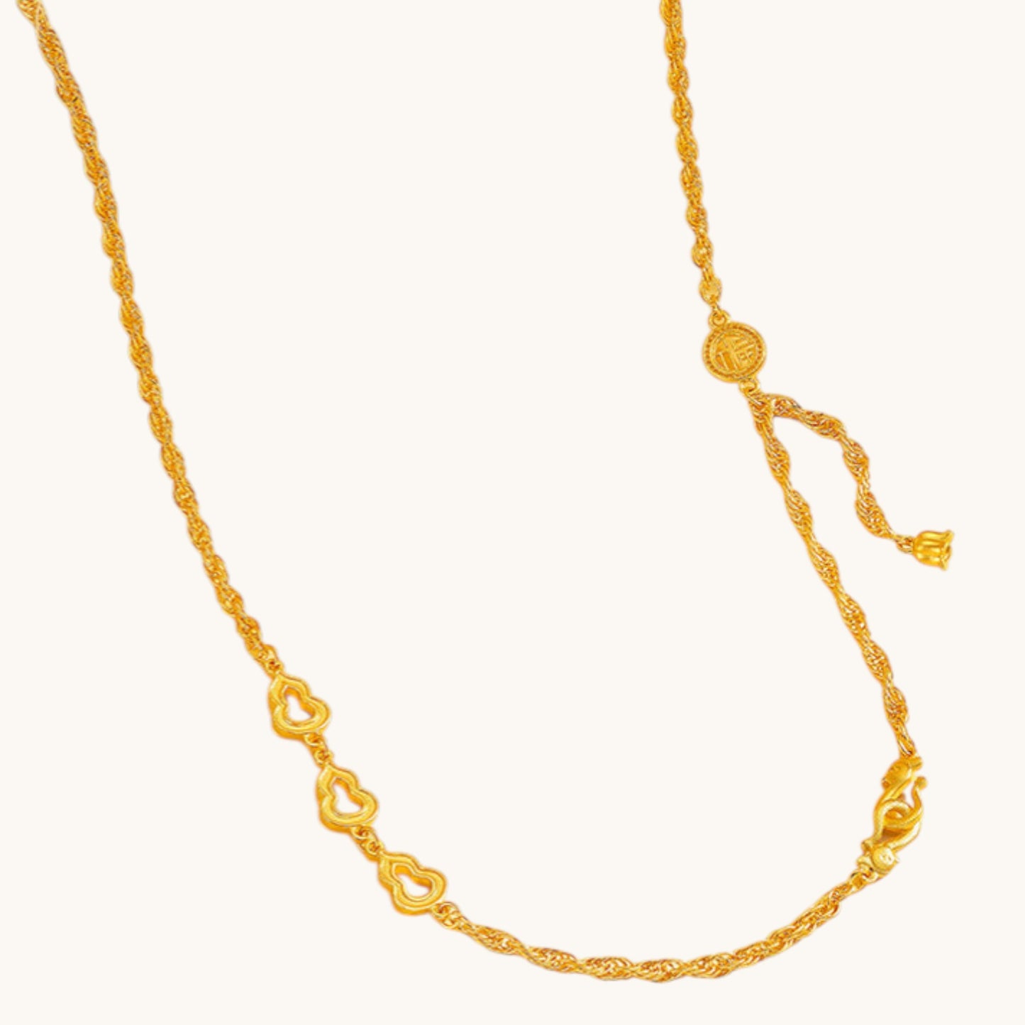 24k Gold Gourd Charm Blessing Fu Charm Necklace